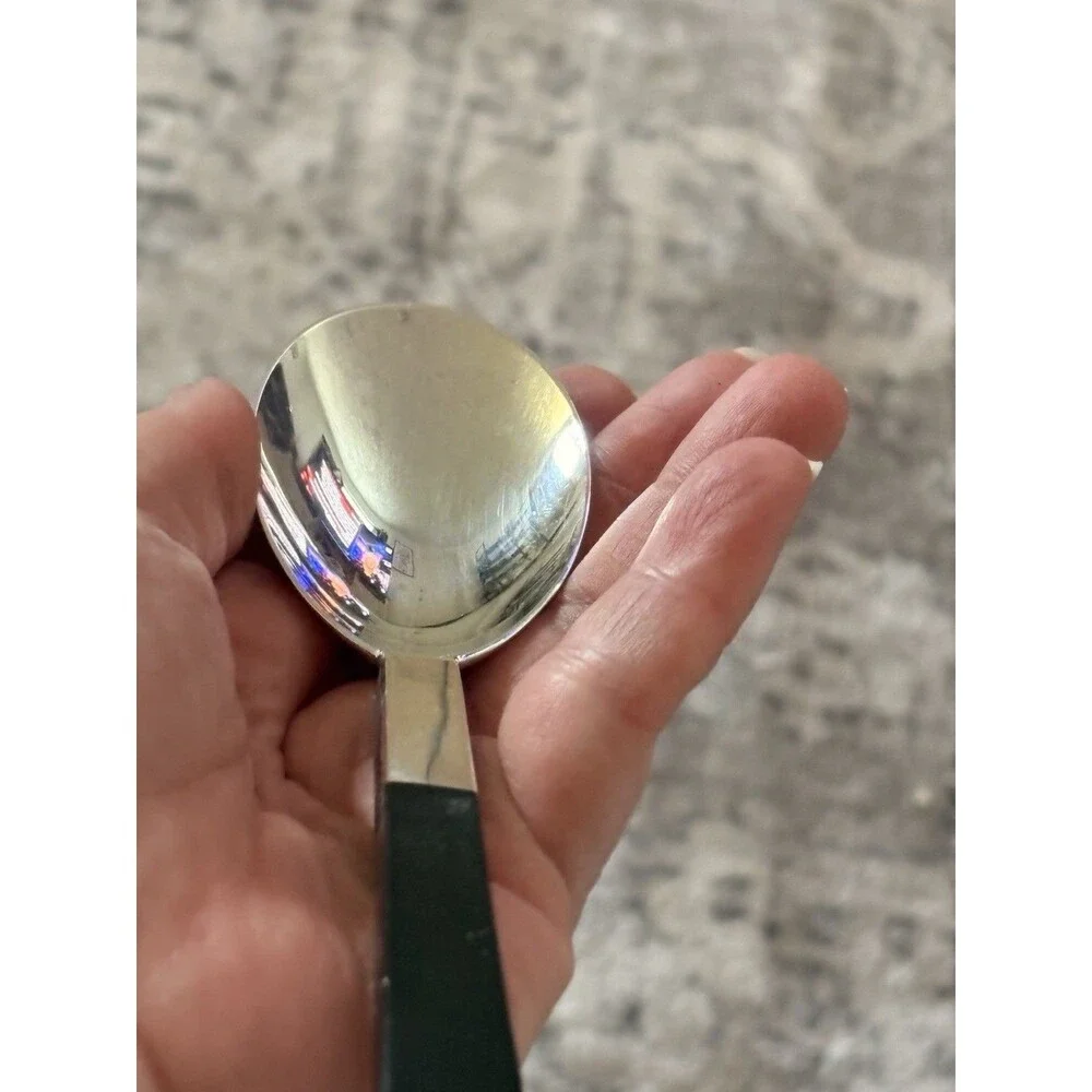 Vintage LUNT Contrast Sterling Silver.Ebony Serving Spoon,Seafood Spoon & Knives
